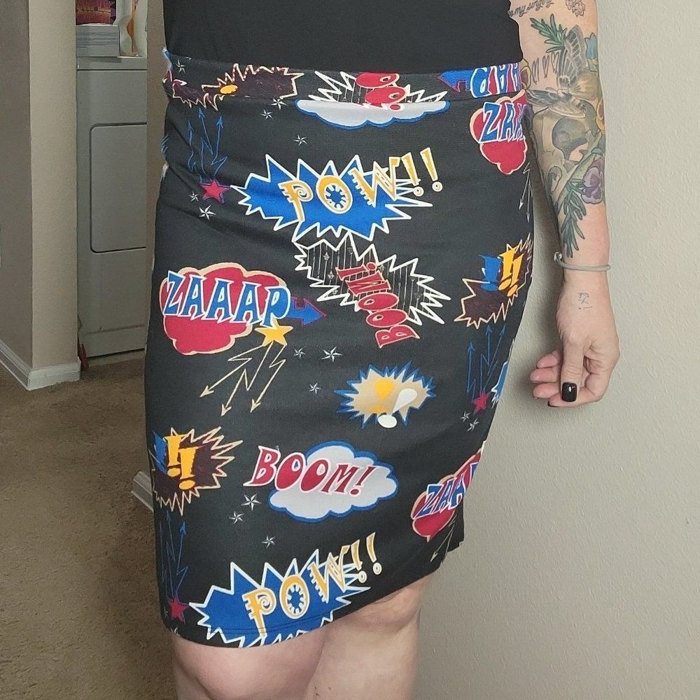 Comic Book Skirt, Action Words Skirt, Womens Pencil Skirt, Cosplay Skirt